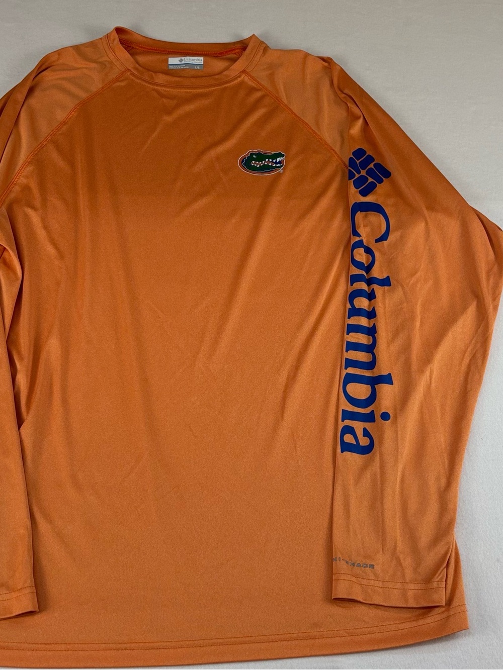 Columbia Men's Long-Sleeve Performance Shirt - Orange with Blue Logo
